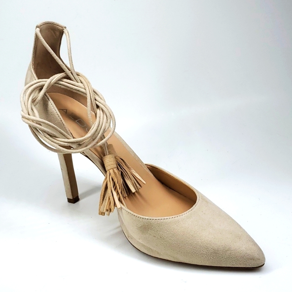 ALDO Creme Leg Wrap Stiletto Heels 9